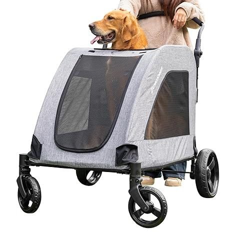 EchoSmile XL Extra Large Dog Stroller - Adjustable Handles,Lightweight  Folding Pet Stroller,All-Terrain 4 Wheel for 2 Medium Dogs